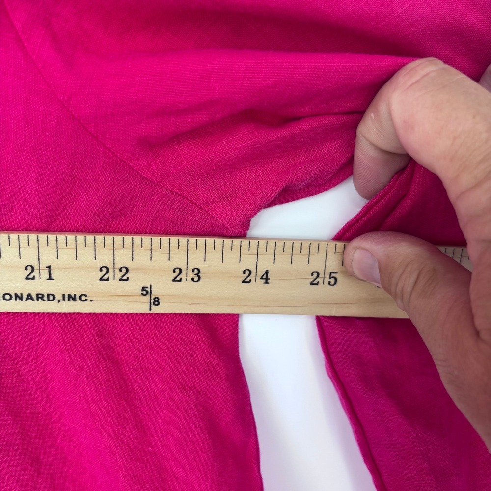 bryn Walker Linen Fuchsia Long-Sleeve Draped Neck Blouse - Picture 5 of 8